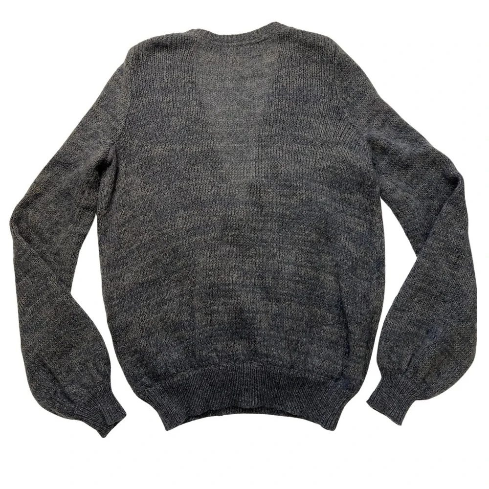 Free People Gray Deep V-Neck Sweater‎ Women's Small Alpaca Blend Soft Knit